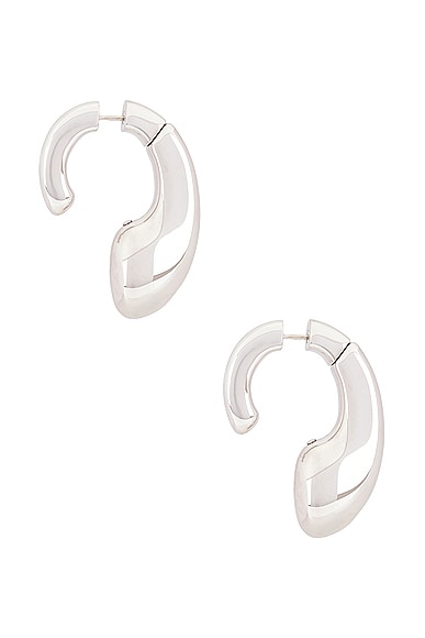 ALAÏA Hoop Earrings in Metallic Silver