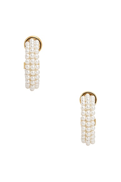ALAÏA Pearl Hoop Earrings in Blanc Nacre
