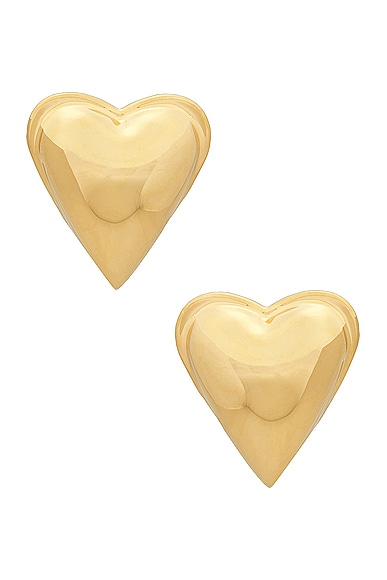 ALAÏA Bombe Heart Earrings in Metallic Gold