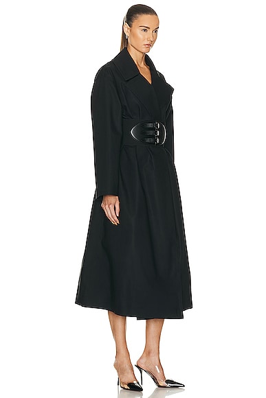 Shop Alaïa Belted Trench Coat In Noir