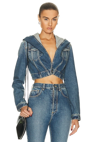 ALAÏA Hooded Jacket in Bleu Vintage | FWRD