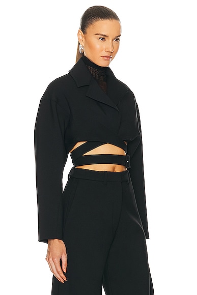 Shop Alaïa Crossover Jacket In Noir