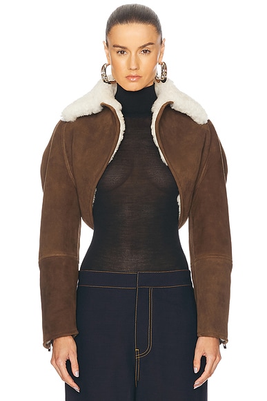 ALAÏA Cardi Jacket in Blanc & Brun