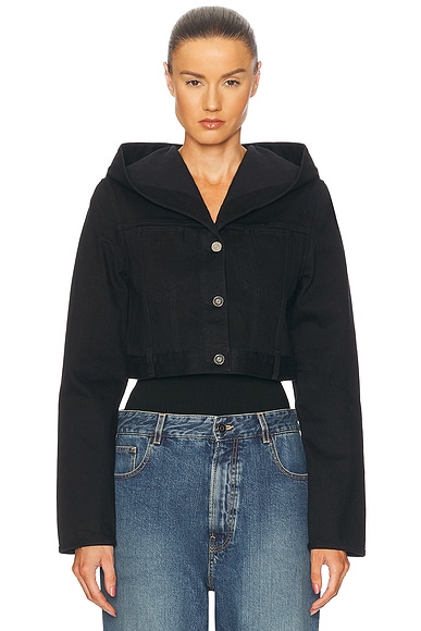 ALAÏA Hooded Denim Jacket in Noir