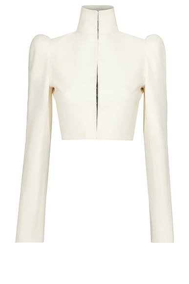 ALAΪA High Neck Jacket in Blanc Nacre