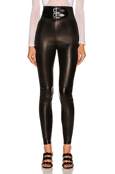 High Waisted Stretch Leather Legging