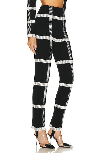 Shop Alaïa Tartan Leggin In Noir & Blanc