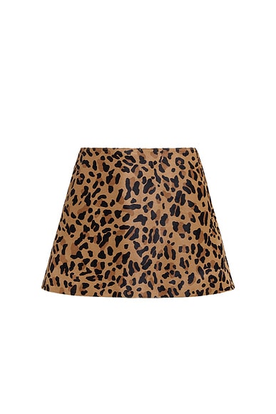 ALAÏA Leopard Print Mini Skirt in Brun Sepia