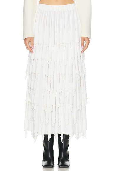 ALAÏA Layered Skirt in Blanc Naturel