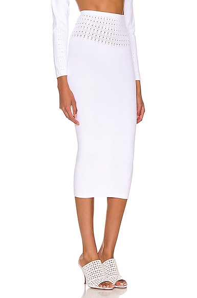 Shop Alaïa Tube Skirt In Blanc Optique