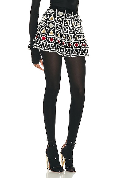 Shop Alaïa Mirror Skirt In Noir & Blanc