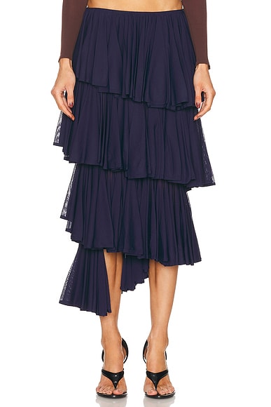 ALAÏA Ruffle Skirt in Minuit