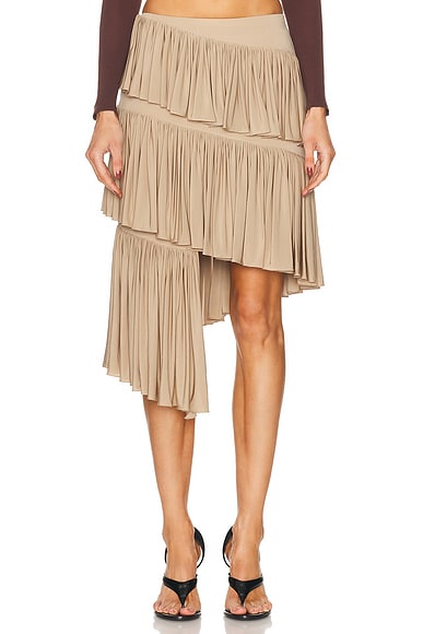 ALAÏA Spiral Skirt in Beige