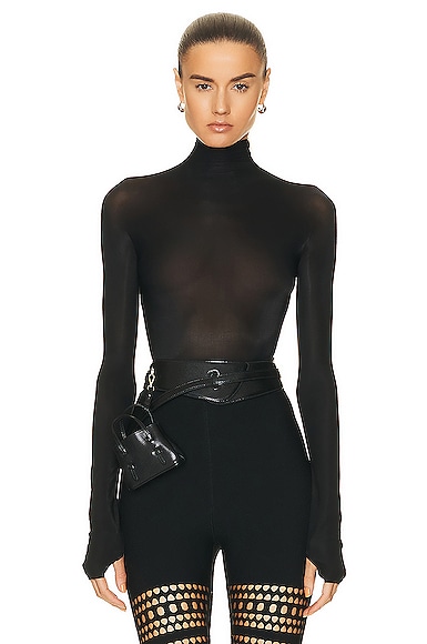 ALAÏA SHEER MOCK-NECK BODYSUIT
