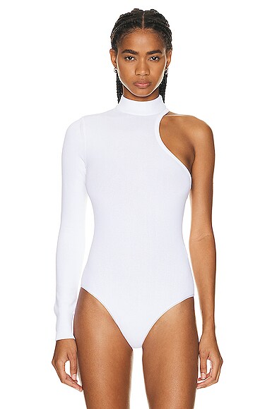 Shop Alaïa Cut Out Long Sleeve Bodysuit In Blanc
