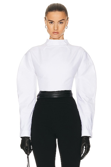 3.1 phillip lim Long Sleeve Corset Top in White
