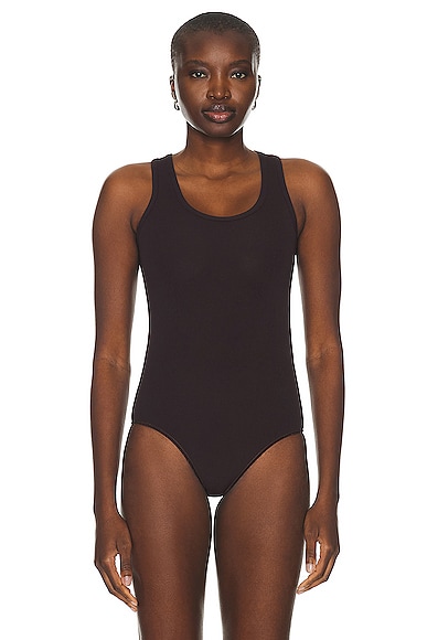 Shop Alaïa Tank Top Bodysuit In Chocolate