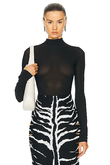 Shop Alaïa String Bodysuit In Noir