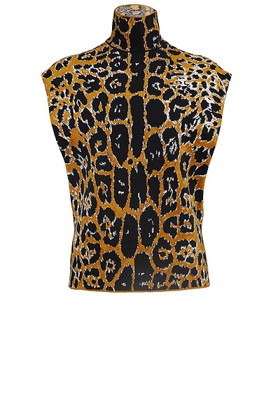 ALAÏA Leopard Top in Noir & Multicolor