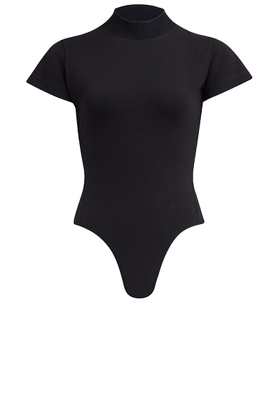 【送料&関税込】Alaia Short Sleeves Bodysuit ALAÏA Short Sleeve Bodysuit in Noir | FWRD