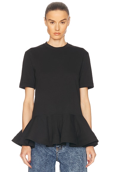 ALAÏA Peplum T-shirt in Noir Alaia