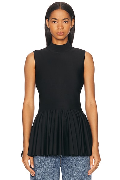 ALAÏA Godet Top in Noir Alaia