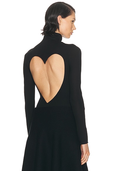 ALAÏA Heart Bodysuit Top in Noir Alaia