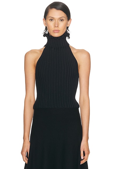 ALA?A Halter Top in Noir Alaia