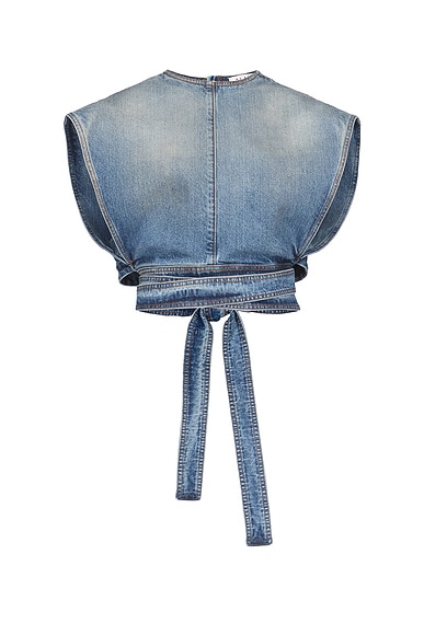 ALAΪA Belted Top in Faded Blue