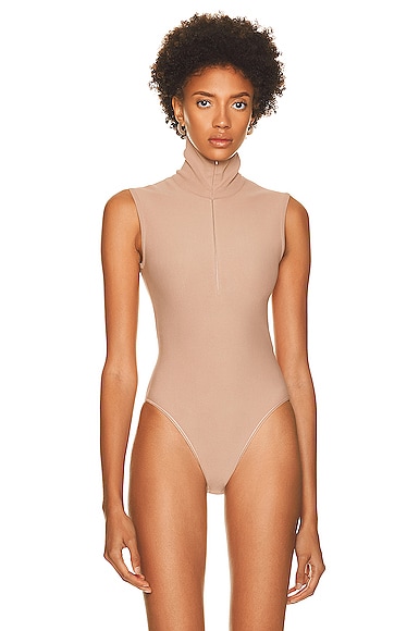 Shop Alaïa Angie Bodysuit In Nude