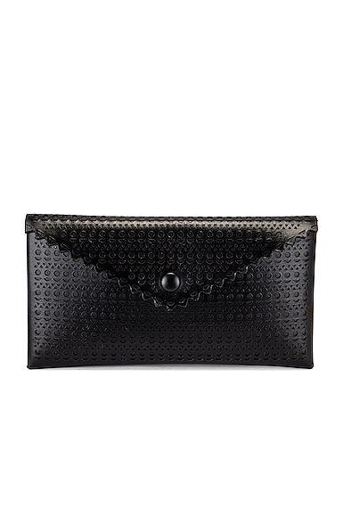 ALAÏA Louise 24 Leather Perforated Clutch in Noir