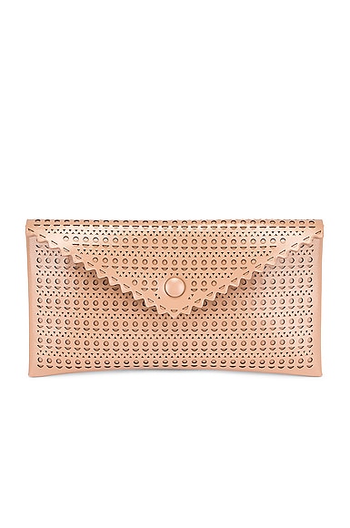 Alaïa Louise 24 Leather Perforated Clutch In Sable