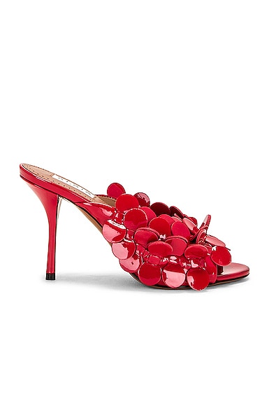 Alaïa Confettis Patent Leather Slide Sandals In Red