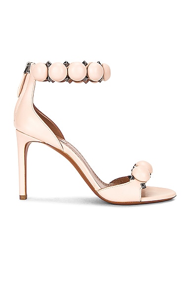 ALAÏA Leather Bombe Sandals in Galet