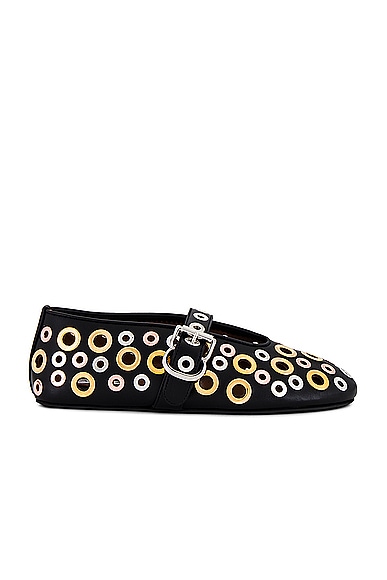 ALAA Ballerina Flat in Noir | FWRD
