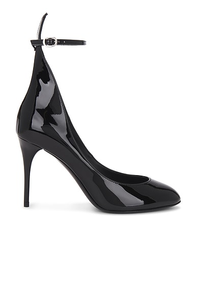 Chloe Leather Ankle Strap Heels in Black FWRD