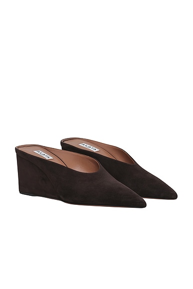 ALAÏA Wedge Mule in Brun Fonce