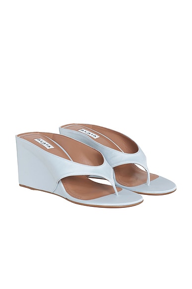 ALAÏA Wedge Thong Mule in Bleu Delave