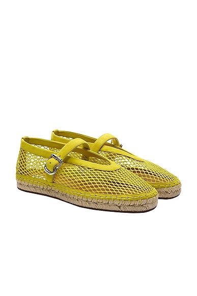 ALAÏA Fishnet Espadrille Flat in Citron