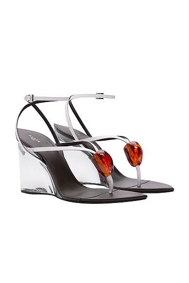 ALAÏA Invisible Jewel Sandal in Blanc Optique