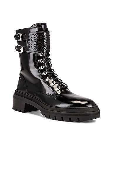 Shop Alaïa Buckle Military Boots In Noir