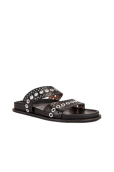 ALAÏA PERFORATED EYELET SLIDES