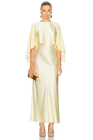 Adam Lippes Larys Dress With Detachable Capelet in Cream