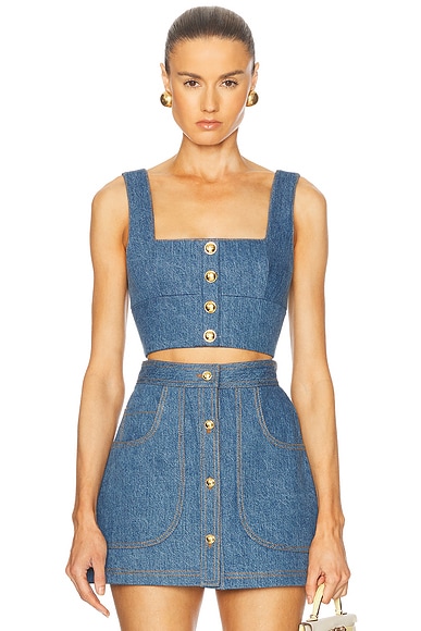 Adam Lippes Quinn Top in Stone Wash
