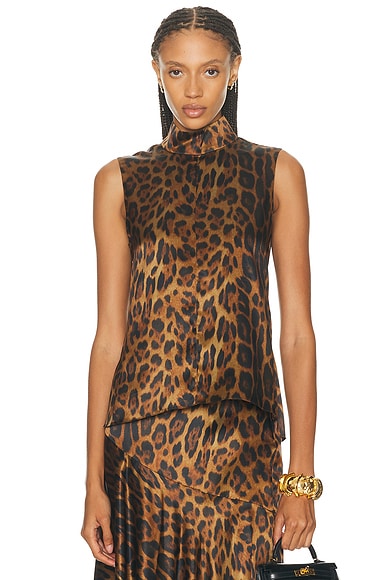 Adam Lippes Varick Top in Natural Leopard