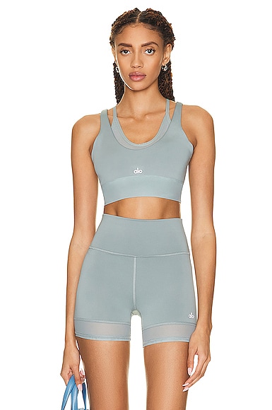 Alo Yoga Airlift Double Trouble Bra In Cosmic Grey | ModeSens