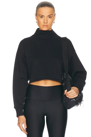 alo Cropped Serenity Sweatshirt in Black