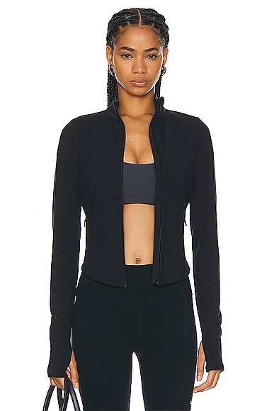 Shop Alo Yoga Airbrush Corset Full Zip Jacket In Black