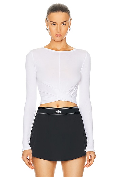 alo Cover Long Sleeve Top in White