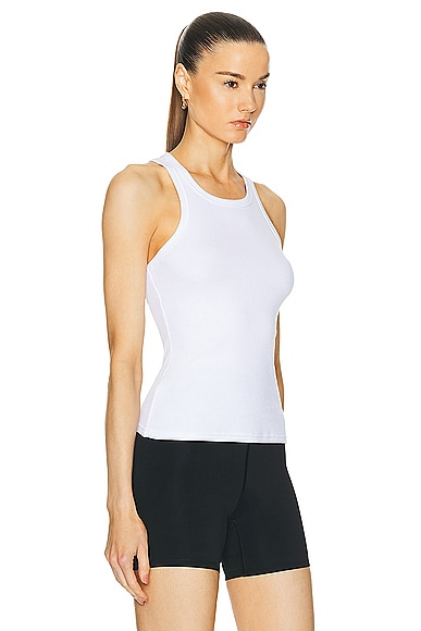 Shop Alo Yoga Ribbed Devoted Tank Top In White